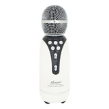 Microfone Bluetooth Karaoke Fm Usb Com Caixa De Som Rádio Cor Branco