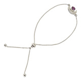 Pulsera Luna Amatista Plata Fina 925 Adaptable