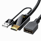 Hdmi A Dp,convertidor Con Fuente De Alimentación Hd 4k60hz