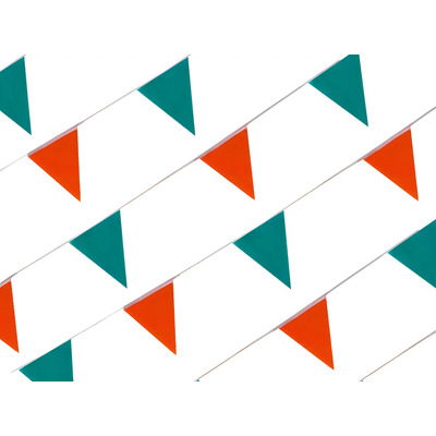 Tira De Banderín Naranja Y Verde Bandera Polietileno 50 Metros Forma Triangular Naranja Verde Bandera