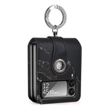 Funda P/samsung Galaxy Z Flip 3 5g Con Anillo Y Cuero Negro.