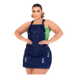 Jardineira Macacao Short Saia Plus Size Jeans Feminino Lycra