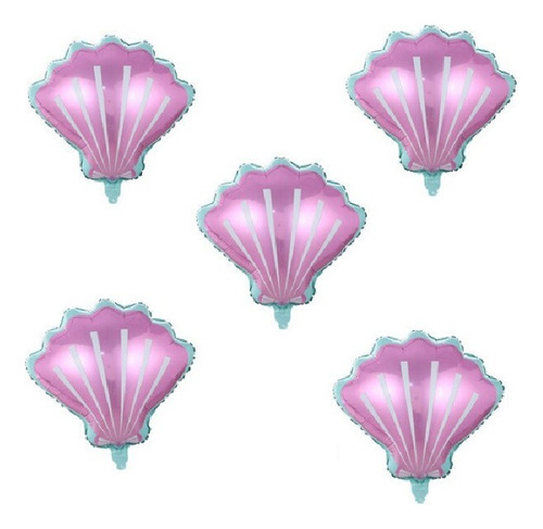 5 Globos Metalizado Concha Sirena Shell Gigante