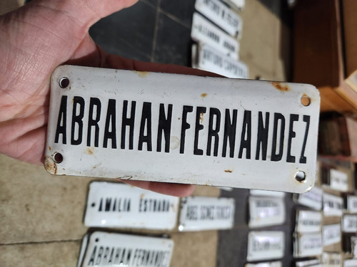 Cartel Antiguo Enlozado De Calle Abraham Fernandez