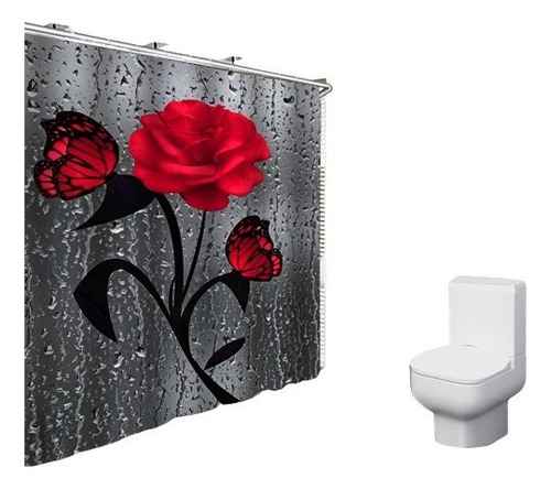 Cortina De Ducha Con Gancho For Baño, Diseño Rosa .