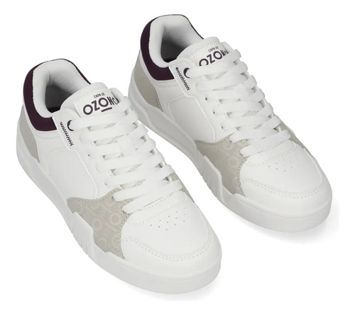 Tenis Ozono Para Mujer Estilo 619901 Blanco / Morado