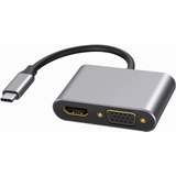 Hub Adaptador 2 En 1,usb C 3.1 A Hdmi Y Vga