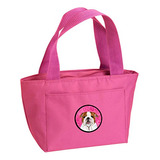 Bolsa Almuerzo Bulldog Inglés Rosa, Aislada, Para Mujeres Y