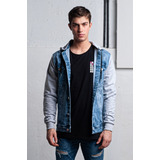 Campera De Jean Con  Mangas De Algodòn Y Capucha Desmontable