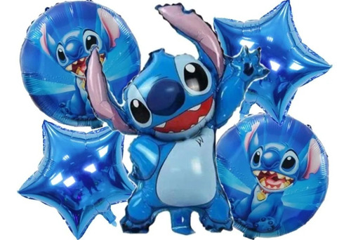 Set 5 Globos Metálicos Stitch De Lilo Para Aire O Helio