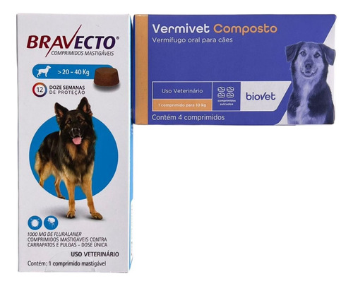 Bravecto Comprimido Cão Anti Pulga Carrapato 20a40kg +brinde