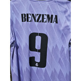 Jersey Real Madrid Visita Benzema #9 2022-23 Talla Xl Dama