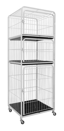 Canil Gaiola Vertical Mega 3 Lugares Branco Cachorro Pet