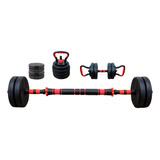 Kit Academia Peso Halter Preto E Vermelho Musculação