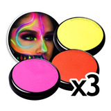 Maquillaje Artistico Cremoso Brilla Luz Uv Fluorescente X3