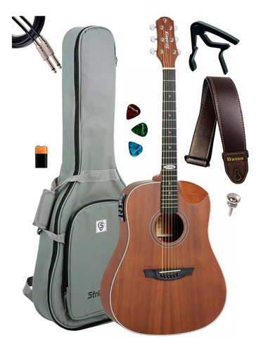 Kit Violão Strinberg Elétrico Sd201hc Half Cutaway Completo