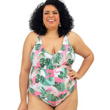 Maiô Plus Size Modela Disfarça Barriga Bojo Fixo