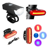 Kit Lanterna E Farol Bicicleta Iluminação Led 3 Modos Usb 