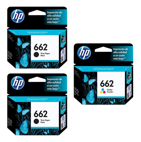 Pack Original Hp 662 De 2 Piezas Negro Y 1 Pieza Tricolor