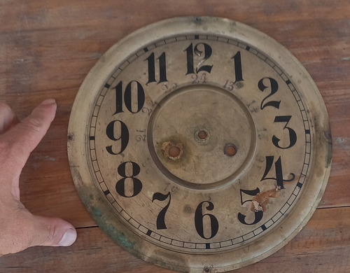 Antiguo Cuadrante De Reloj En Bronce 26,3cm Diam.