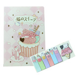 Set Libreta Gatito Gato Kawaii Michi + Notas Post It