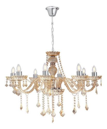 Lustre Pendente Candelabro 8 Braços Cristal Legitimo