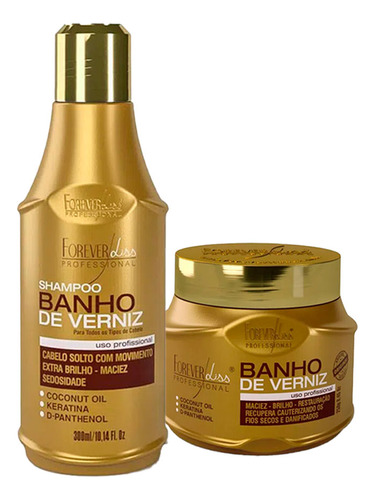 Kit Banho De Verniz Shampoo 300ml E Máscara 250g