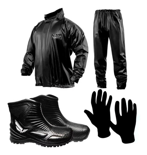 Traje Equipo De Lluvia Delta Brasil + Botas + Guantes - Fas