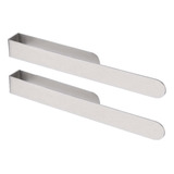 2 Toalleros Autoadhesivos Para Baño 35cm - Plata Cepillado