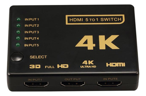 Switch Hdmi 5 Entradas Selector Divisor + Control Remoto