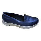 Mocasín Comfort De Piel Becerro Azul M. Ultraligero. Clinton