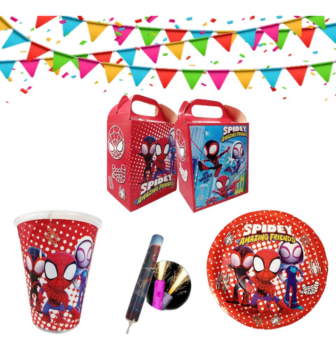 Hombre Araña Spiderman Paq Fiesta Artículos Plato Vaso