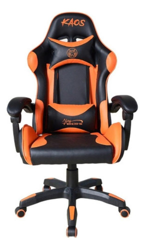 Silla De Escritorio Njoytech Kaos Gamer Ergonómica  Negra Y Naranja Con Tapizado De Cuero Sintético