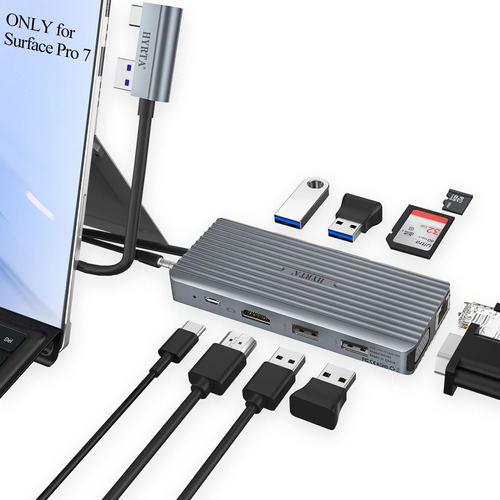 Hyrta Usb C Dock Para Surface Pro 7, 11 En 2 Surface Pro 7 U