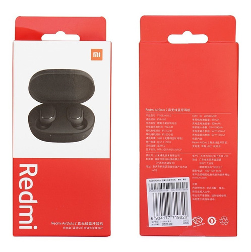 Fon. De Ouvido Bluetoth Sem Fio Xiaomi Redmi Airdots 2 Preto