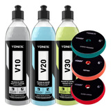 Kit Polimento V10 Corte V20 Refino V30 Lustro Boina 6 Vonixx