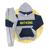 Conjunto Moletom Capuz Cinza Infantil Menino Inverno Roupa