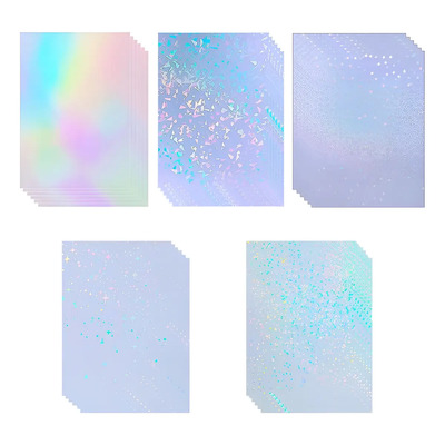 50 Hojas Para Laminado Holografico En Frio Arcoiris Punto A4