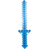 Espada Pixel Minecraft 58cm Diamante Som E Luz À Pilha Azul