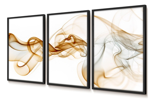 Quadro Decorativo Vidro Trio Fumaça Tons Marrom Quarto 50x70