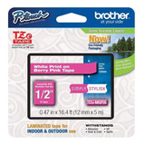 Cartucho De Cinta Brother Tzemqp35 Blanco/rosa