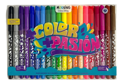 Marcadores Mooving +color +pasion X 20 Colores