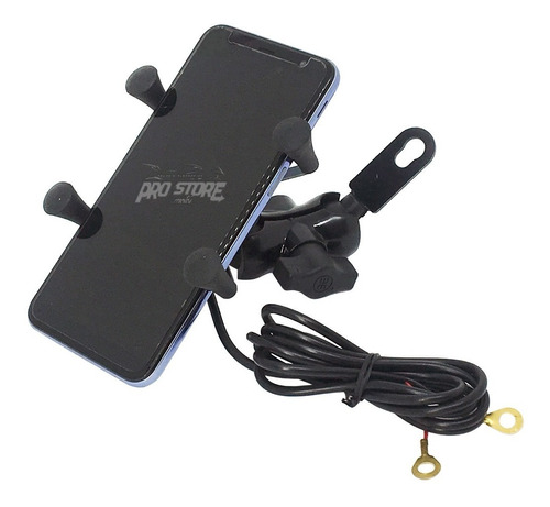 Suporte Celular Gps Com Carregador Para Moto Fixa Retrovisor