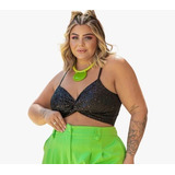 Cropped Paetê  Plus Size  Coleção Luxo  Brilho Glitter