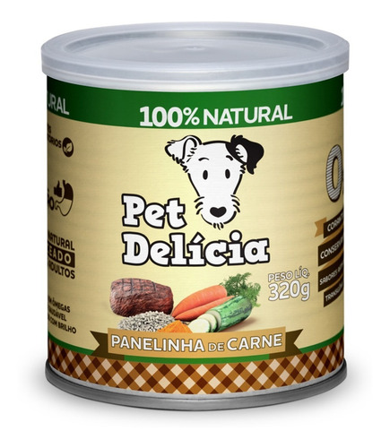 Alimento Pet Delícia Receitas Clássicas Para Cão Todos Os Tamanhos Sabor Panelinha De Carne Em Lata De 320g