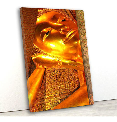 Tela Canvas Vertical 90x60 Buda Dourado