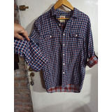 Camisa Levis L Manga Larga Cuadros Bolsillos Unisex Doble Te