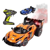 Auto Radio Control Recargable Metálico Carrera Luz Humo 1:16 Color Naranja