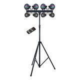 Musysic Luz Led Rgb Dj Con Soporte, 8 Pares Powerhouse Gigb.