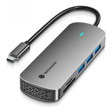 Hub Usb C Compatível C/ Macbook Hdmi4k Usb3.0 Rj45gb Pd100w